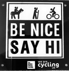 "Be nice say hi" poster from The British Horse Society and We Are Cycling UK.