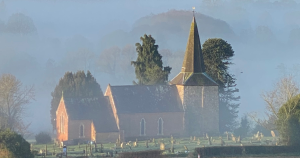 A photogrpah of St Peter's Church in Coreley, Shropshire.